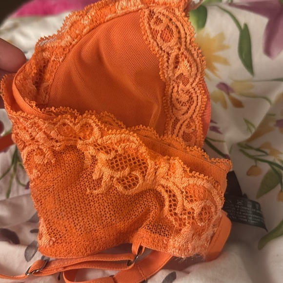 NATORI FEATHERS CONTOUR PLUNGE BRA in Bright Orange Cantaloupe Sz 34B - Picture 6 of 6